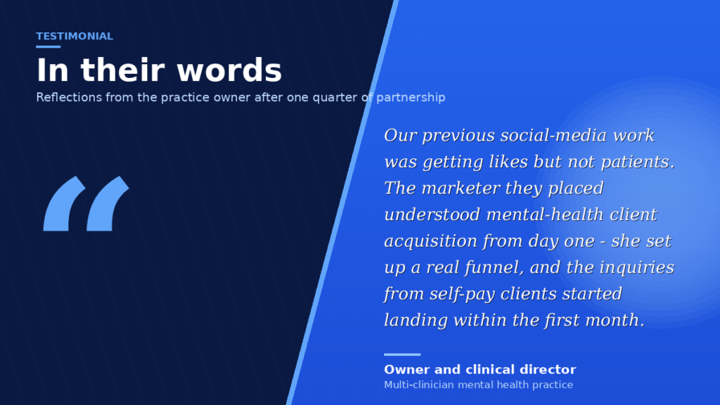 Multi-Clinician mental health remote hire Testimonials